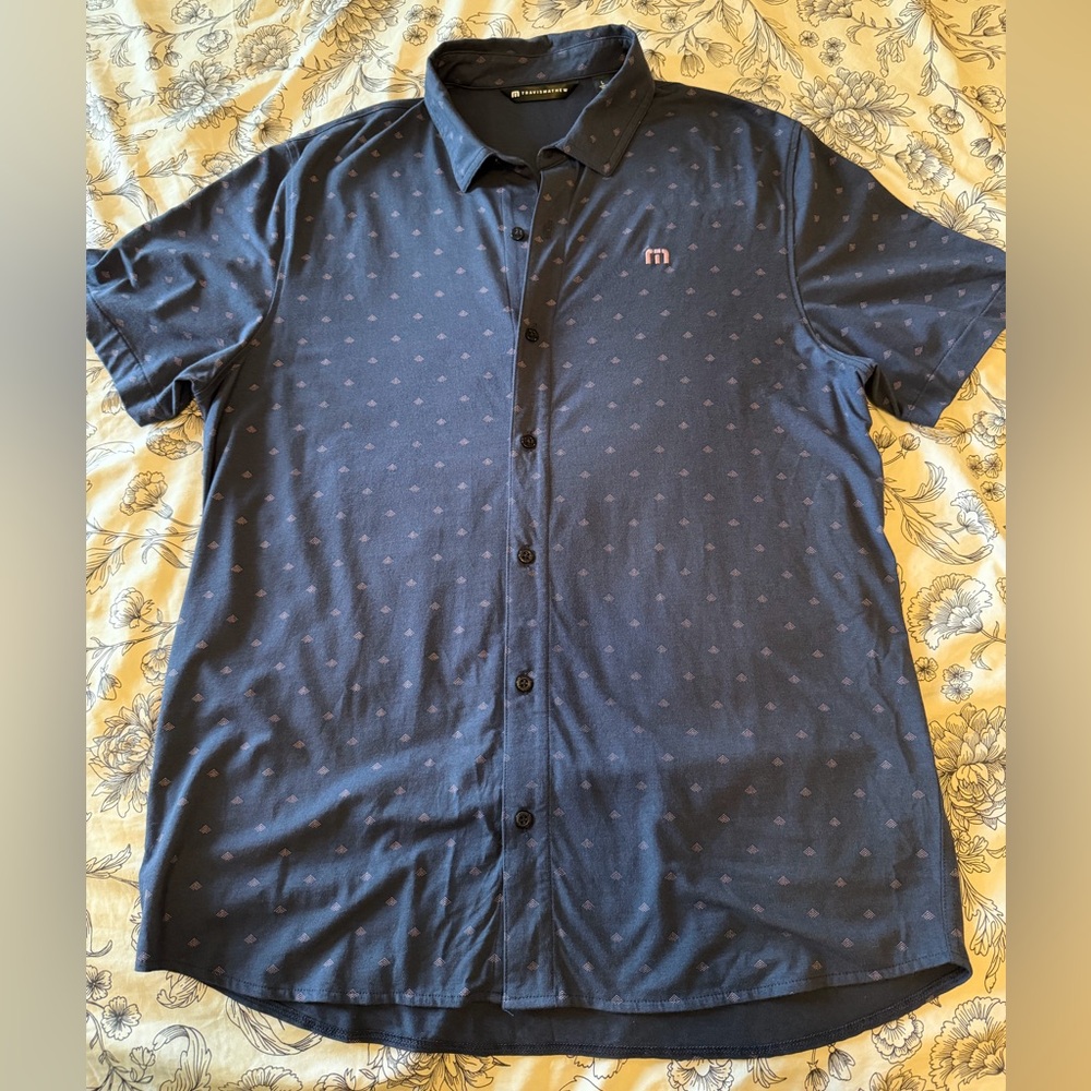 Travis Mathew Dark Blue Casual Button-Down Shirt